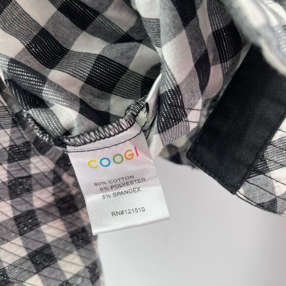 COOGI Shirt Dress Size Large Buffalo Check Plaid W&B Silver Logo Zippers Checked - Picture 13 of 16